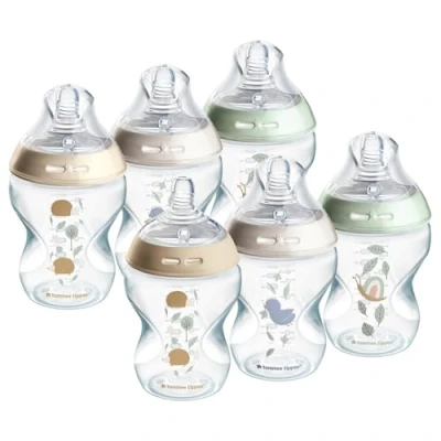 Afbeelding van Tommee Tippee zuigflessen, Natural Start anti Colic, 260 ml, tepelvormig voor natuurlijk zuigen, koliek ventiel, zelfsteriliserend, set van 6