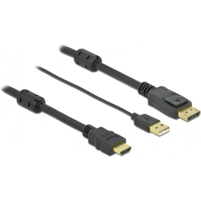 Afbeelding van Premium HDMI naar DisplayPort actieve kabel 1.4 / DP 1.2 (4K 30Hz) voeding via USB A zwart 3 meter