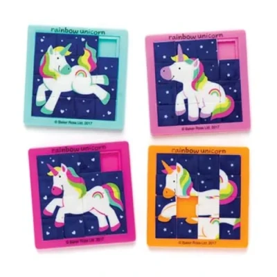 Afbeelding van Baker Ross AR581 Schuifpuzzel&quot;Regenboog eenhoorn&quot; voor kinderen perfect als kleine partyverrassing (4 stuks),gesorteerd