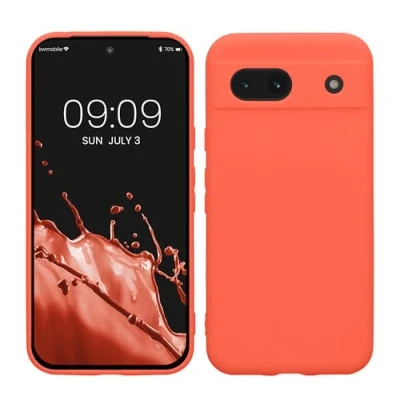 Afbeelding van kwmobile telefoonhoesje geschikt voor Google Pixel 8a Hoesje smartphone Precisie camera uitsnede In levendig koraal