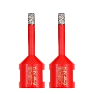 Afbeelding van SHDIATOOL Diamantboor, 2 stuks, 6 mm, vacuüm, voor droogboren, porselein, tegels, graniet, marmer, M14