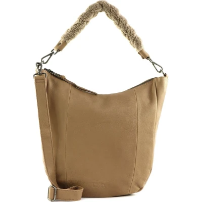 Afbeelding van FREDsBRUDER Leren Schoudertas Chinte Hobo Bag Coffee &amp; Cream Lichtbruin