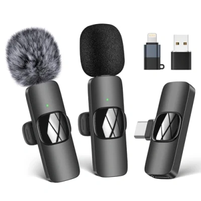 Afbeelding van HMKCH Draadloze stropdasmicrofoon voor iPhone/Android telefoon/computer, USB C reversmicrofoon video opname, vlogging, TikTok, YouTube, ruisonderdrukking, plug play clip op microfoon