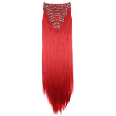 Afbeelding van CAISHA XXL 60cm 8 Delige Set Clip In Extensions Haarextensies Haarstukje Glad Intens Rood CES9