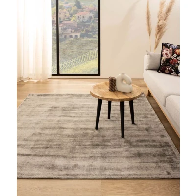 Afbeelding van Viscose Vloerkleed Vierkant Glamour Zilver 100x100 Cm