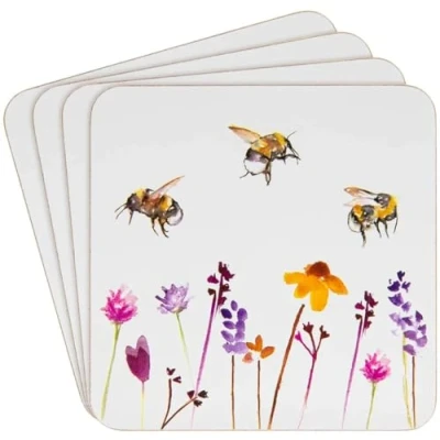Afbeelding van Jennifer Rose Gallery Heat Resistant Kurk Back Coasters Water Colour Busy Bees Design