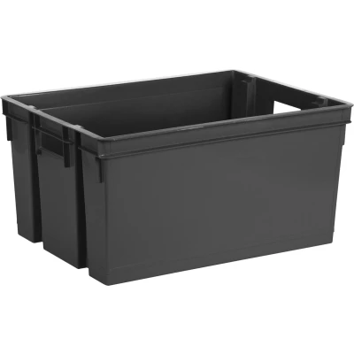 Afbeelding van EDA Opbergbox/Opbergkrat 50 L zwart kunststof 56 x 41 29 stapelbaar/nestbaar Opbergbox