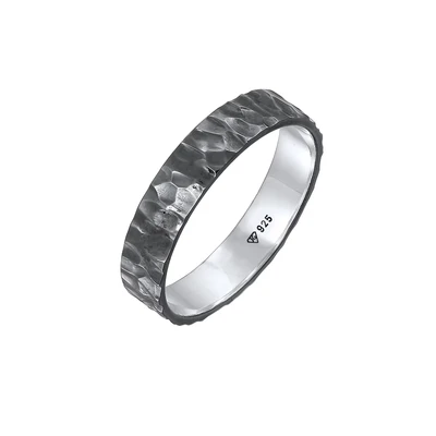 Afbeelding van KUZZOI Ring Heren Band Organisch Gestructureerd in 925 Sterling Zilver