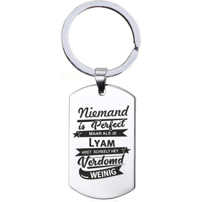 Afbeelding van Niemand Is Perfect Lyam RVS Sleutelhanger