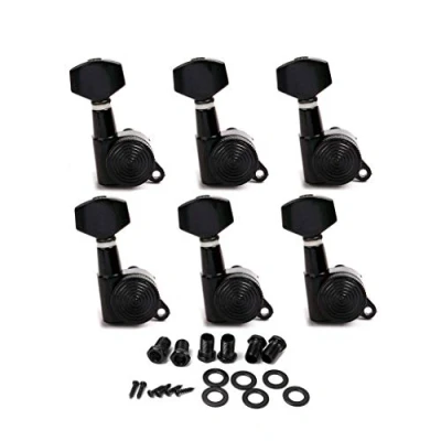 Afbeelding van Alnicov 6R Inline Locked String Gitaar Tuning Pegs sleutels Tuners Machine Heads Keys, Zwart