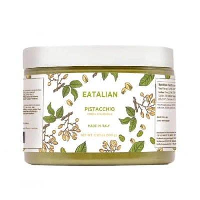 Afbeelding van EATALIAN by AMZ BETTER Pistachecrème, heerlijke smeerbare crème met een zoete en unieke smaak, ideaal op brood, perfect ijs, uitstekend voor Dubai Chocolate, 500 g, gemaakt in Italië