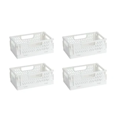 Afbeelding van Ideen mit Herz Vouwkisten, stapelbaar, stabiel, opvouwbare opbergkist, klapbox van kunststof, 15 x 10 5,7 cm, 4 stuks, wit