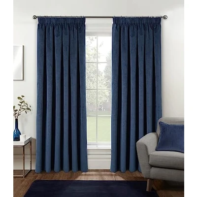 Afbeelding van Enhanced Living Fluwelen Navy Thermische 100% Verduisterende Gordijnen met Tape Top 229 x 183 cm Superzachte Energiebesparende &amp; Geluiddempende voor Woonkamer en Slaapkamer.