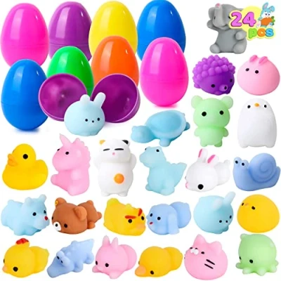 Afbeelding van Joyin 24 Vooraf gevulde paaseieren gevuld met Mochi quishy speelgoedjes voor kinderen, om te vullen Pasen feestaccessoires, paasfeest, gunst, paasmanden, zoeken