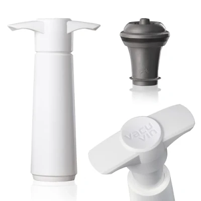 Afbeelding van Vacu Vin 08542606 Wine Saver Pomp à Vide avec Bouchon Acier Inoxydable Blanc 18 x 12 cm