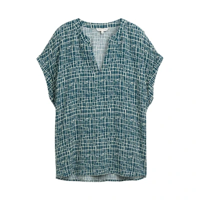 Afbeelding van TOM TAILOR Damesblouse, 38116 Abstract Tel Green Grid Design, 34