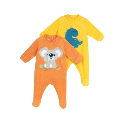 Afbeelding van Chicco Chenille Jumpsuitset met voet, Jumpsuit voor de winter Uniseks 0 24, Geel/oranje, 6 maanden (pakket van 2)