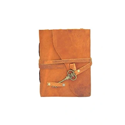 Afbeelding van Overdose Deckle Oranje met sleutel Lederen Tijdschriften Vintage Journal Mannen Vrouwen Reisdagboek &amp; Schets Schrijven Persoonlijk Dagboek Schetsboek Schaduwboek 5 X 7