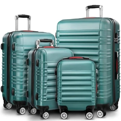 Afbeelding van MONZANA 4 delige Hardcase Kofferset Handbagage M L XL Trolleys Groen