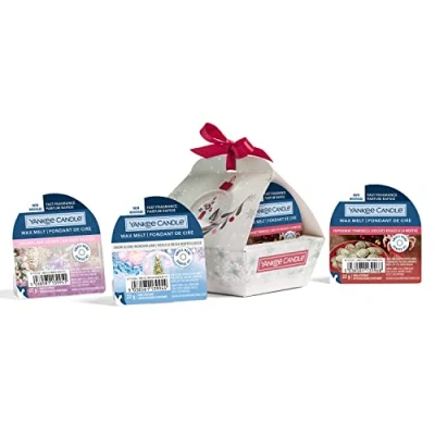 Afbeelding van Yankee Candle Cadeauset 3 geurende waxmelts in een feestelijke geschenkdoos met strik Snow Globe Wonderland collectie perfecte cadeaus voor vrouwen