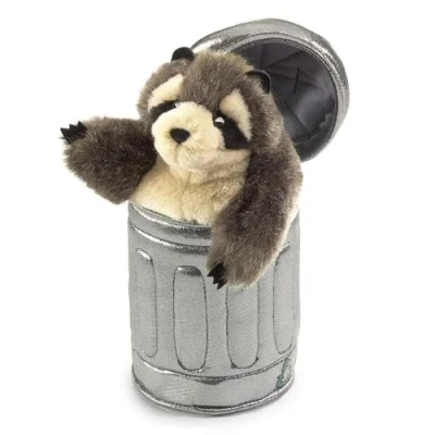 Afbeelding van Folkmanis Raccoon in Garbage Can Hand Puppet
