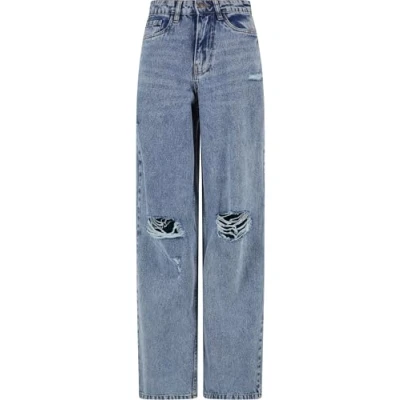 Afbeelding van Urban Classics Distressed 90&#039;s Denim vintage lightblue washed Wijde broek Taille, 31 inch Blauw