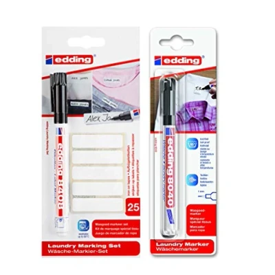Afbeelding van edding 8040 Wasmarker, textielstift voor het permanent markeren van textiel en kleding wasbestendig kookvast (+ wasmarkerset (incl. 25 etiketten))