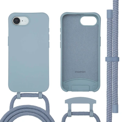 Afbeelding van Apple iPhone 16e MagSafe Hoesje Siliconen en TPU (zacht) imoshion Backcover met koord/Softcase/KoordMagSafe Blauw Telefoonhoesje