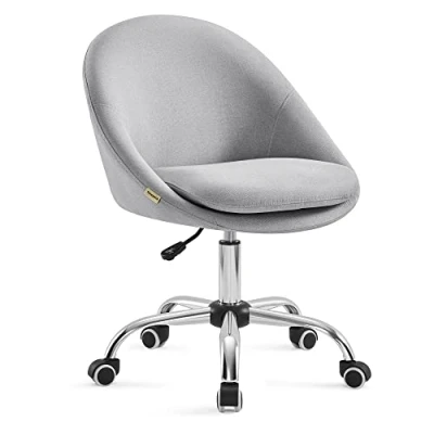 Afbeelding van SONGMICS Homeoffice stoel, set van 2, draaistoel, bureaustoel, schuimbekleding, in hoogte verstelbaar, voor werkkamer, slaapkamer, grijs OBG920G01