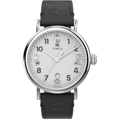 Afbeelding van Timex Peanuts Waterbury Standard TW2W45900 Horloge Leer Grijs Ø 40 mm