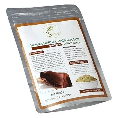 Afbeelding van SVATV Bruine Henna haarkleur met goedheid van 9 kruiden Mendi voor haar, maak het haar zacht en glanzend Natuurlijke mannen vrouwen 227 g, 08 oz