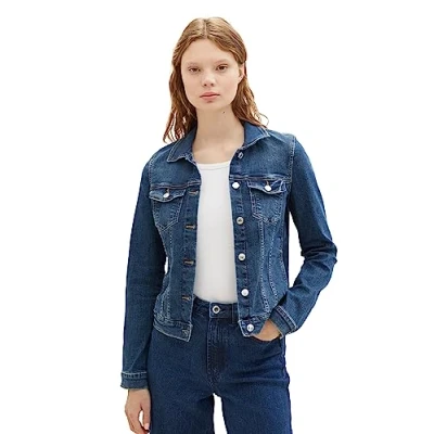 Afbeelding van TOM Tailor denim EASY Spijkerjas, Dames, Maat: XS, Used mid stone blue