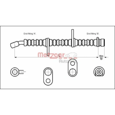Afbeelding van METZGER 4113605 Remslang 560mm