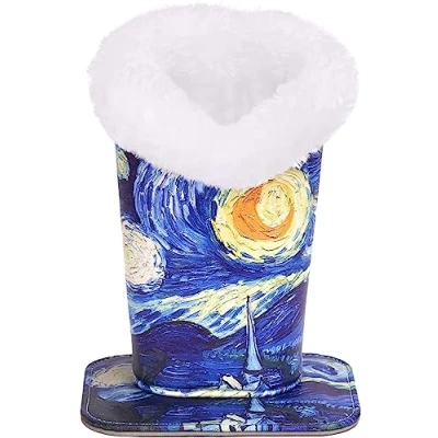Afbeelding van MoKo Eyeglasses Stand, Protective Modern Velvet Plush Lined PU Leather Household Magnetic Holder Dustproof Anti scratch Case for Eyeglass and Sunglasses, Starry Night Blue
