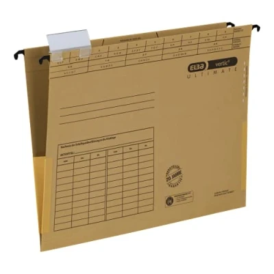 Afbeelding van ELBA 100560133 Hangtas, vertic, Ultimate, verpakking van 10 stuks, gerecycled karton voor DIN A4, zijdelings gesloten, bruin, blauwe engel, ideaal het losse blad op kantoor en de overheid