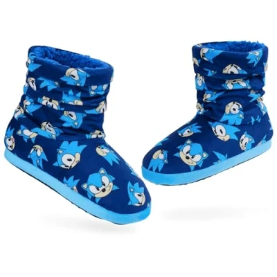 Afbeelding van SONIC THE HEDGEHOG Jongens Slippers Pluche Indoor Huis Schoenen Warme Boot Kinderen Maat 11 1 Antislip Zool Geschenken, Blauw, 16.5/17 EU