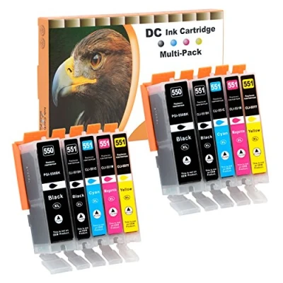 Afbeelding van DC 10 x inktpatronen compatibel met Canon PGI 550 XL CLI 551 voor Pixma MG6450 MG6650 MG7100 MG7150 MG7550 MX925 iP7200 iP7250 MG5400 Series MG5550 MG5650 MG550 MG5655 MXX 725 MX920 iP8750