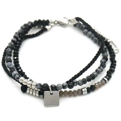 Afbeelding van Armband Dames Steentjes en Kralen RVS Verstelbaar 16 21 cm Zilverkleurig