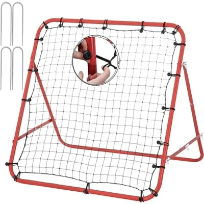 Afbeelding van Voetbaltrainingsnet, klein rebound net, 62 cm x cm, voetbaldoelwit, speeldoel voor tieners en volwassenen, trainingshulp, verjaardagscadeau, rood