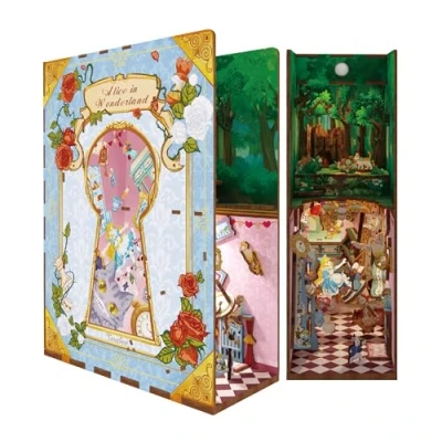 Afbeelding van Tonecheer Book Nook: Alice in Wonderland Houten 3D puzzel Verlicht Sensor DIY miniatuurhuis TQ128