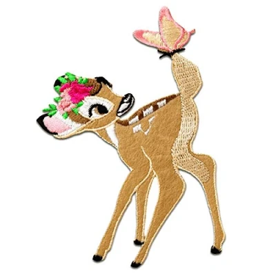 Afbeelding van Lapjes Appliqués Bambi dier overdrukplaatjes opzetstukken Applicaties opnaaien opstrijken Lap Patches, Maat: 9,5 x 6,5 cm
