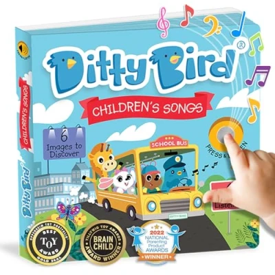Afbeelding van DITTY BIRD Children&#039;s Songs Kinderliedjes geluidenboek Babyspeelgoed Met muziek en geluid. 6 geluidsknoppen om Engels te leren. Perfect voor kinderen vanaf 1 jaar die tweetalig worden opgevoed.