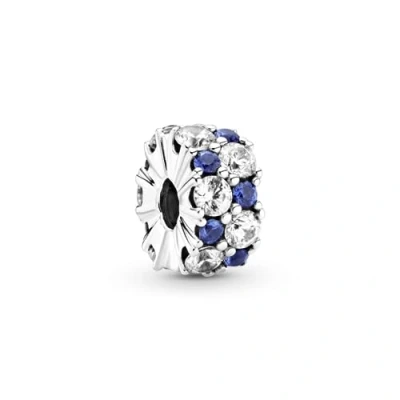 Afbeelding van Pandora 799171C01 Bedel clip/stopper Clear &amp; Blue Sparkle zilver