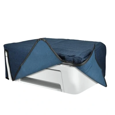 Afbeelding van kwmobile printer hoes geschikt voor HP DeskJet 4120e / 4155e case Linnen cover Stofhoes in blauwgrijs