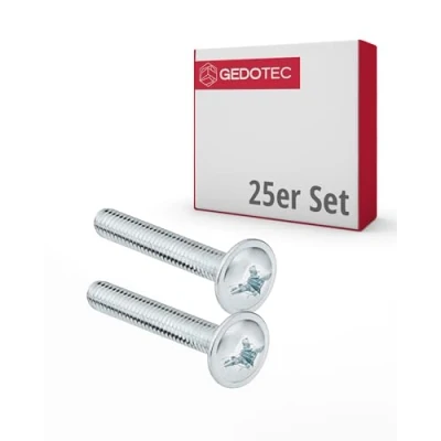 Afbeelding van Gedotec Meubelschroeven M4 staal verzinkt H10644 25 stuks greepschroeven voor meubelgrepen meubelverbinders x 8 mm schroefdraadschroeven meubelgreepschroeven verbindingsschroeven