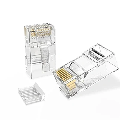Afbeelding van VSnetwork 50 pack RJ45 Connector Cat5 Crimp Ethernet Plug 8P8C voor Standaard Kabel, Transparant