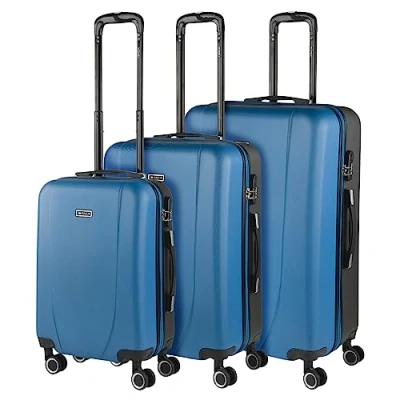 Afbeelding van ITACA Valises. Lot de Valise Rigides 4 Roulettes Grande Taille, soute Avion, Bagages pour Voyages.Ensemble Voyage. Verrouillage à Combinaison 71100, Blauw Antraciet