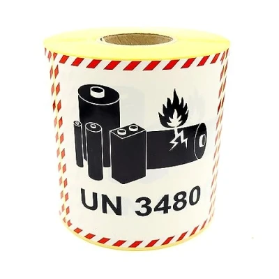 Afbeelding van MD Labels 500 etiketten UN 3480 100 x mm bevat lithium ion batterijen transportstickers stickers voor gevaarlijke goederen accu