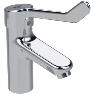 Afbeelding van Ideal standard ceraplus 2 1 gats wastafelkraan zonder waste met vaste zelflegende uitloop hendel 16cm chroom bc098aa