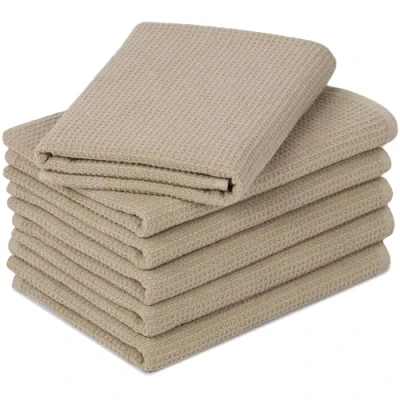 Afbeelding van ZOLLNER Set van 6 handdoeken, wafelpiqué, 100% katoen, 50 x 70 cm, beige